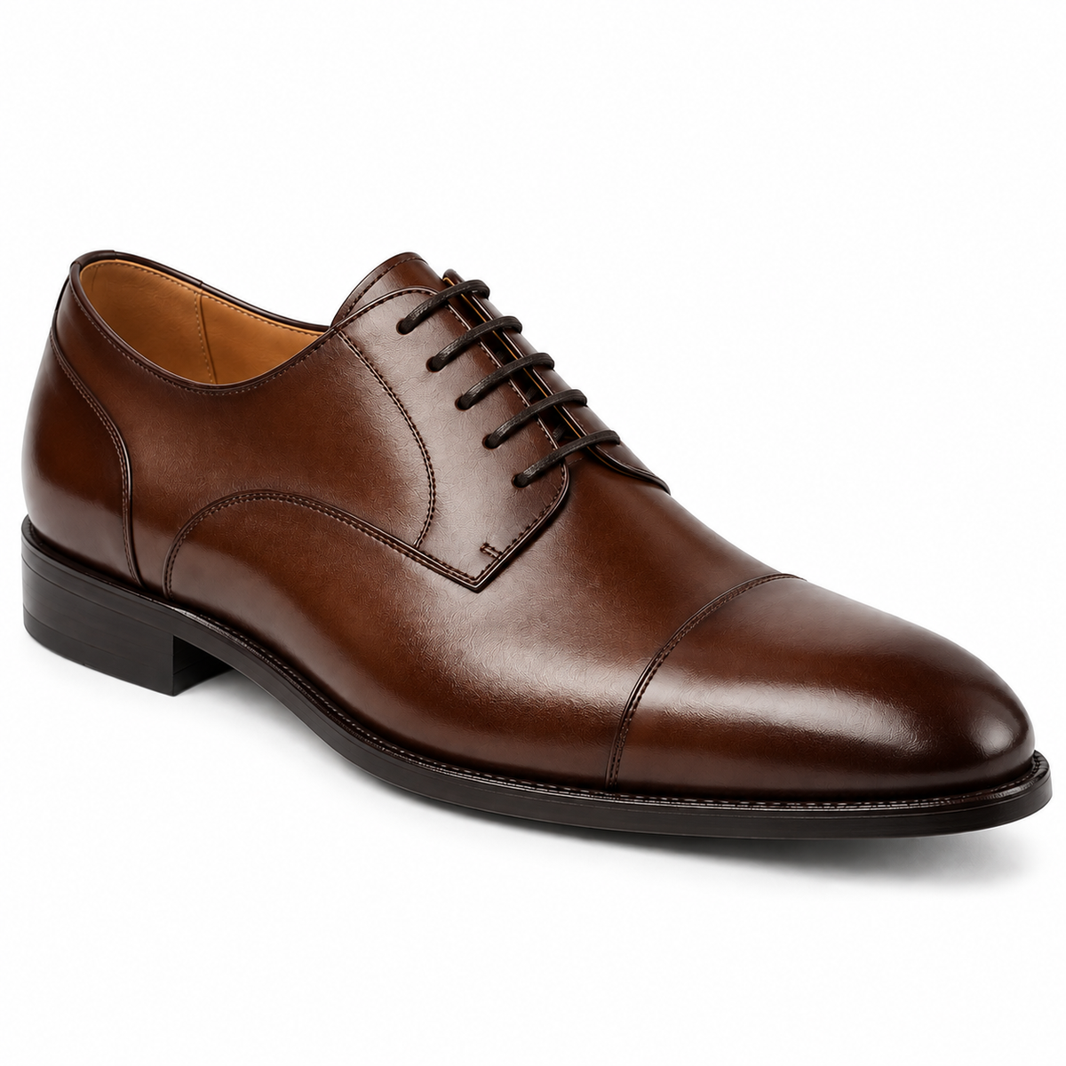 Brown Polished Leather Oxford Shoes | Fires Outlet