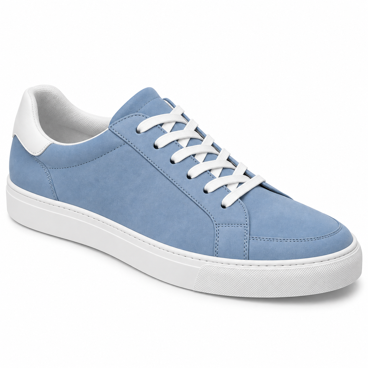Sky Blue Premium Suede Trainers – White Sole | Fires Outlet