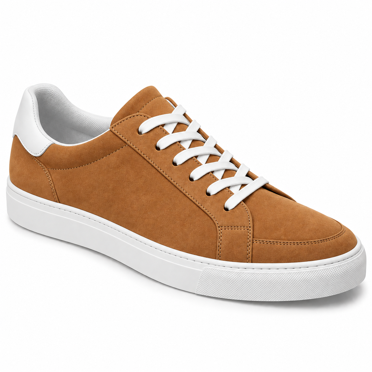 Caramel Premium Suede Trainers – White Sole | Fires Outlet