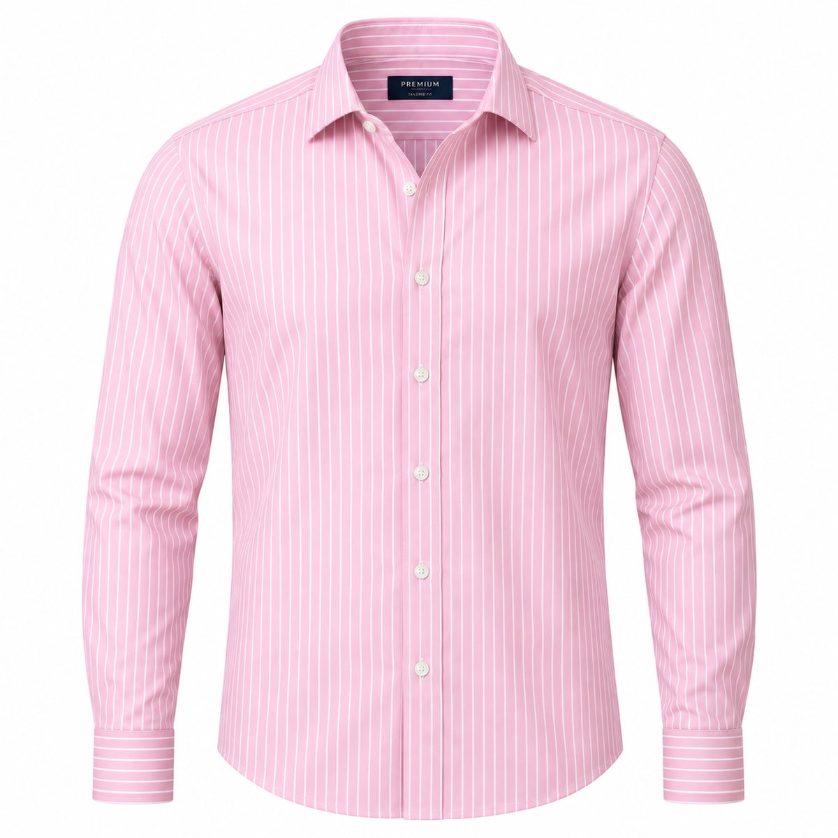 Light Pink Pinstripe Tailored Cotton Shirt | Fires Outlet
