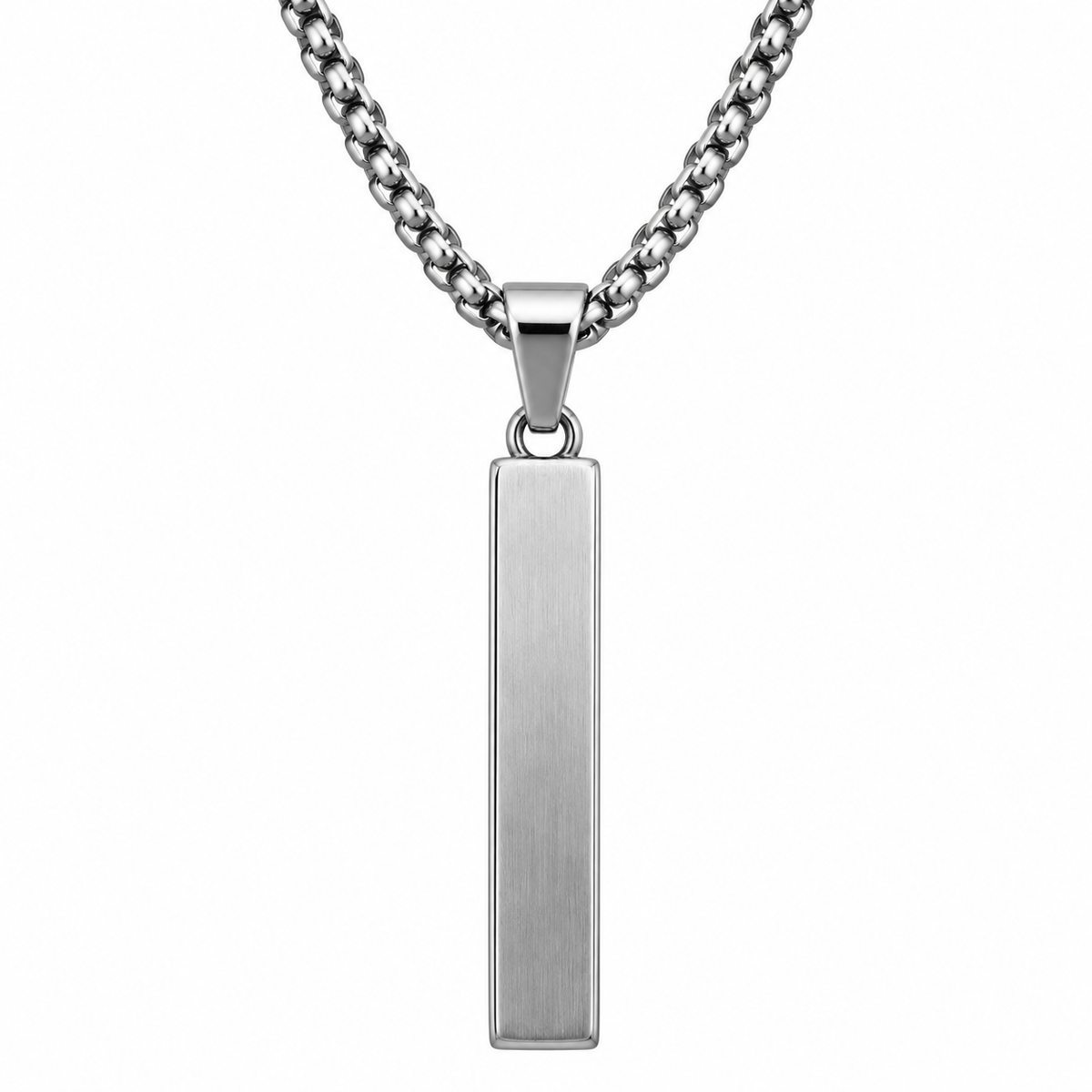 Brushed Stainless Steel Bar Pendant Necklace | Fires Outlet