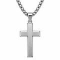 Brushed Stainless Steel Cross Pendant Necklace | Fires Outlet