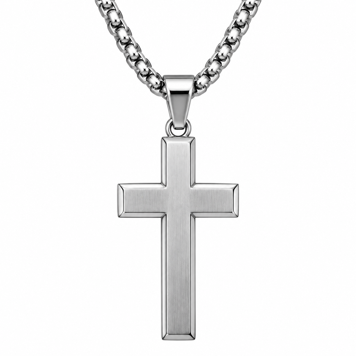 Brushed Stainless Steel Cross Pendant Necklace | Fires Outlet